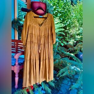 Anthropology,Talisman Boho style dress!Rich mustard color, beautiful details.